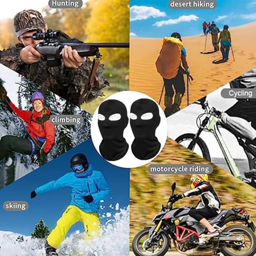 Image of 2Pcs 3 Hole Full Face Mask, Thin Cooling Balaclava Summer Seamless Face Mask for Motorcycle Bike Hunting Cycling Halloween