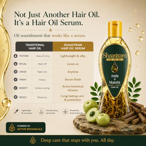 Image of Amla & Mulethi Hair Oil (works like a serum) with Neem Comb for Hair Growth & Fall Control (180ml) | Reduces Hair Loss, Strengthens Roots, Promotes Hair Growth | Non-Sticky, Fast Absorbing Herbal Oil for Men & Women