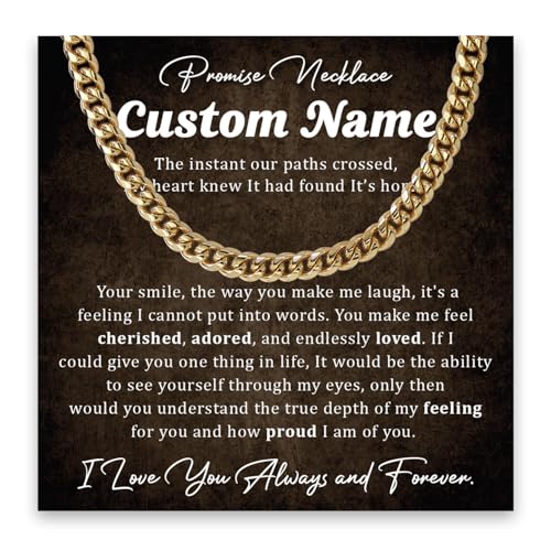Custom Name Promise Necklace For Him, Personalized Men Promises Necklaces With Message Card, Promise Necklace Gift For Boyfriend Husband Fiance On Birthday Christmas Anniversary Graduation Day2