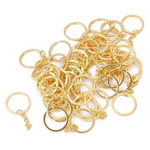 Pack of 50 Blank Keyrings Key Ring Craft Chain Rings Wholesale Craft Connector Hooks DIY Key Chains Parts - Gold/Silver Tone - Gold (Gold) Cover