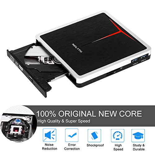 External DVD Drive USB 3.0/Type-C 5 in 1 Slim CD/DVD+/-RW Drive Burner CD Player for Laptop Mac Desktop PC MacBook Pro Air Windows - Thumbnail 6