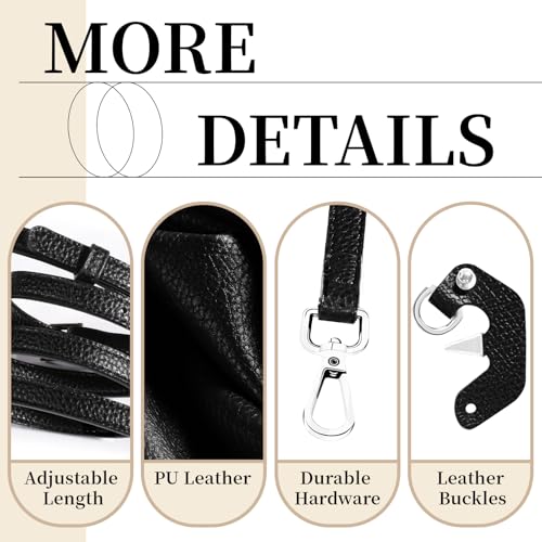 Image of Purse Straps Replacement Kit for Longchamp Mini Bags, Shoulder Crossbody Straps for Mini Pouch, Leather Crossbody Bag Strap Kit for Women Longchamp Handbag (Silver Black)