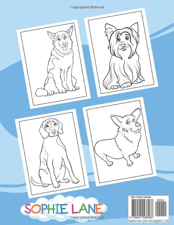 Watercolor Coloring Book For Kids - Lovely Dogs and Puppies (Paint The World Around) image 3