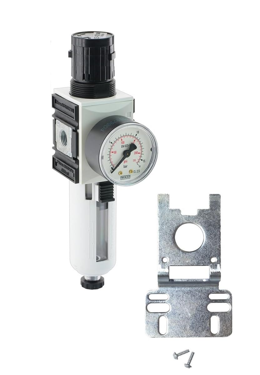 Riduttore di pressione filtro 0,5 – 16 bar serie Futura 1 con angolo di montaggio 2500 l/min con scarico automatico separatore acqua riduttore di pressione G 1/4"