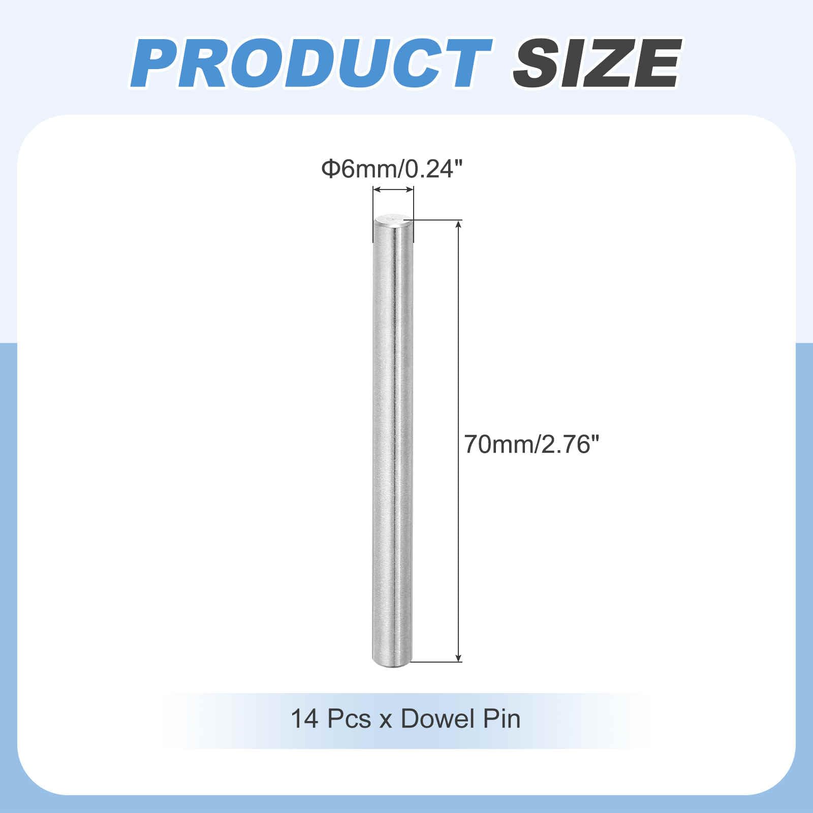 MECCANIXITY 14Pcs Dowel Pin 6mm x 70mm Shelf Support Pin 304 Stainless Steel Shelf Pegs for Shelves Cabinets Furniture Nickel Plated, Silver Tone — Amazon image 2