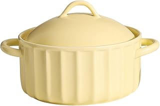 Tazón para servir,Tazones de cerámica para servir, Tazón De Fideos De Color Sólido De 23 Oz Con Tapa, Tazón Con Asa, Taza De Sopa Con Tapa-amarillo-650ml/23oz (Color : 950ml/33.5oz, Size : Geel) ( Col