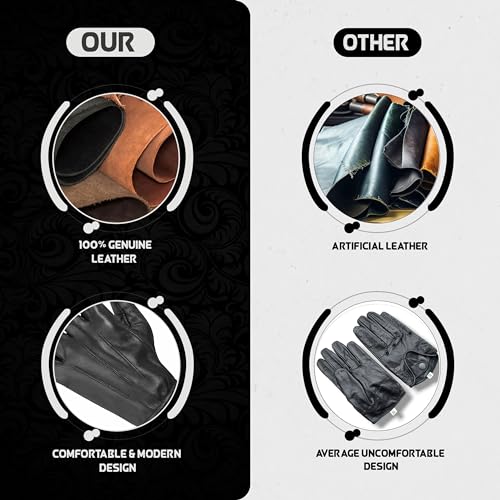 Image of M&H Since 1978 Driving Gloves for Men - Mens Leather Car Gloves