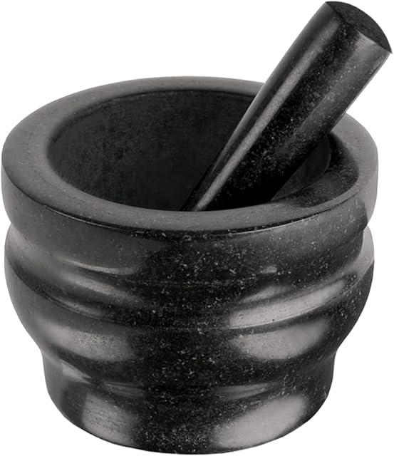 Cole & Mason H100279 Worcester Black Pestle & Mortar | Spice Grinder/Herb Grinder | Granite | 140mm | Small Pestle and Mortar Set | 2 Year Guarantee
