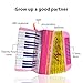 Mini accordion, 24-key 12-bass Accordion Lightweight Button Accordion in ABS Material for Beginners (Pink