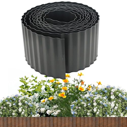Borde Perimetral de Paisajismo | Delimitador De Césped | 10 Metros Cercas de Acero Flexible y Corrugado para Grava Patio Piscina Área de Juego Parterre Senda