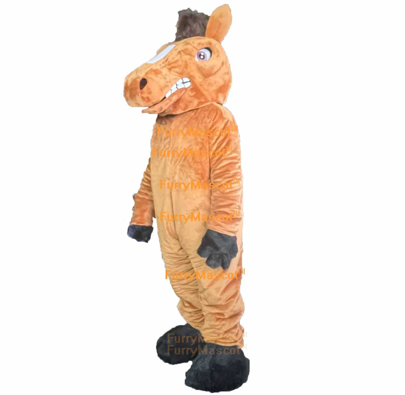 Wild Horse Mustang Animals Mascot Costume Party School Spirit Sports Costumes With COOL FANS & COOL ICE VESTS (Brown, Large)