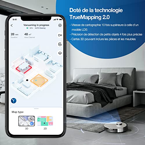 ECOVACS DEEBOT X1 TURBO Aspirateur Robot 5000 Pa, avec station d'auto-nettoyage, Nettoyage automatique de serpillière, Remplissage automatique de réservoir, Évitement d'obstacles, Commande vocale YIKO - Image 5