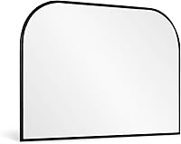 Minuover 36x24 Inch Arched Black Metal Framed Wall Mirror - Modern Minimalist Mantel Decor for Living Room, Bedroom, Bathroom