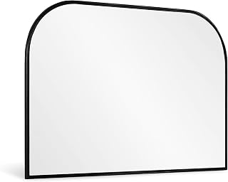 Minuover 36x24 Inch Arched Black Metal Framed Wall Mirror - Modern Minimalist Mantel Decor for Living Room, Bedroom, Bathroom