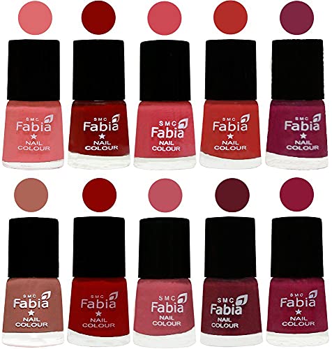 Image of SMC Fabia ALL IN ONE (PACK OF 10), Long Lasting Glossy Nail Polish, 6 ml Each, All Vibrant Colours,02337