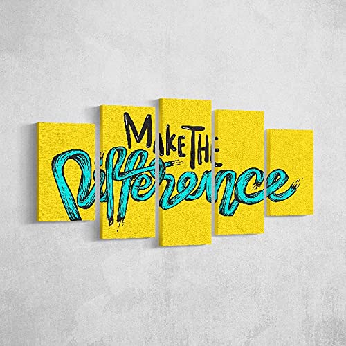 Tableau Citation multicolore décoration murale bois polyester 5 pièces 100x60cm
