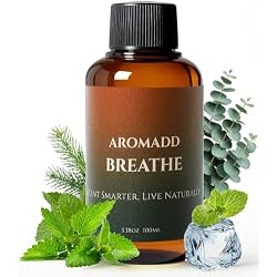 Aromadd Breathe Diffuser Oil Refill, Cool Mint & Eucalyptus, 3.38 Fl Oz | Cooling Fresh Scent Oil for Waterless Diffuser, Premium Fragrance Oil for Cold Air Diffuser, Light Refreshing Home Fragrance