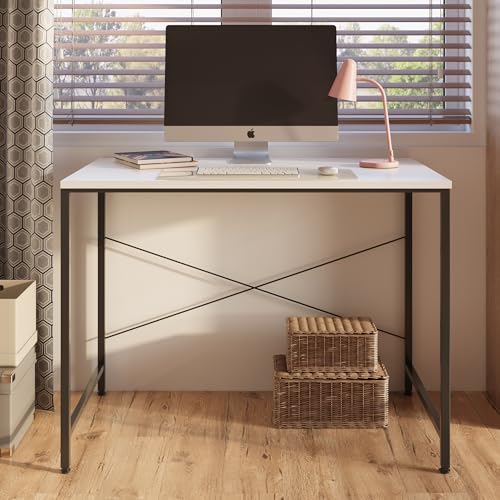 FURLAY Slate Office Desk and Study Table | 1 Year Warranty | Metal and Engineered Wood Desk for Adults & Students | DIY (White, 91 x 60 x 77 cm) - Image 4