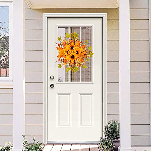 1Pcs Fake Sunflowers Sets, Artificial Fall Flowers No Fade Sunflower Fake Maple Leaf Mini Pumpkins Autumn Plants, Sunflower Decoration For Home Party Wedding Decor #TOP4