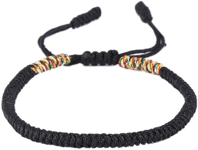 COLORFUL BLING Handmade Weave Tibetan Buddhist Woven Knots Bracelets Mens Womens Lucky Red String Bracelets for Protection Jewelry (Yellow Black) - Image 8