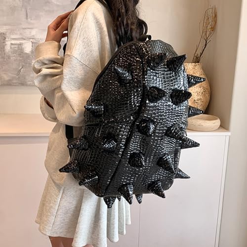 Fashion Spiked Backpacks for Men and Women Durable PU Leather Fashion Unisex Daypack Waterproof Laptop Bag,Black3