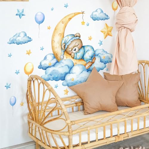 Vinilos Decorativos Bear Sleeping on Moon para Pared miniatura 1