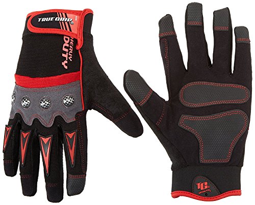 True Grip 9892-23 Heavy Duty Work Gloves, Medium (Pack of 1), Black/Grey/Red #1