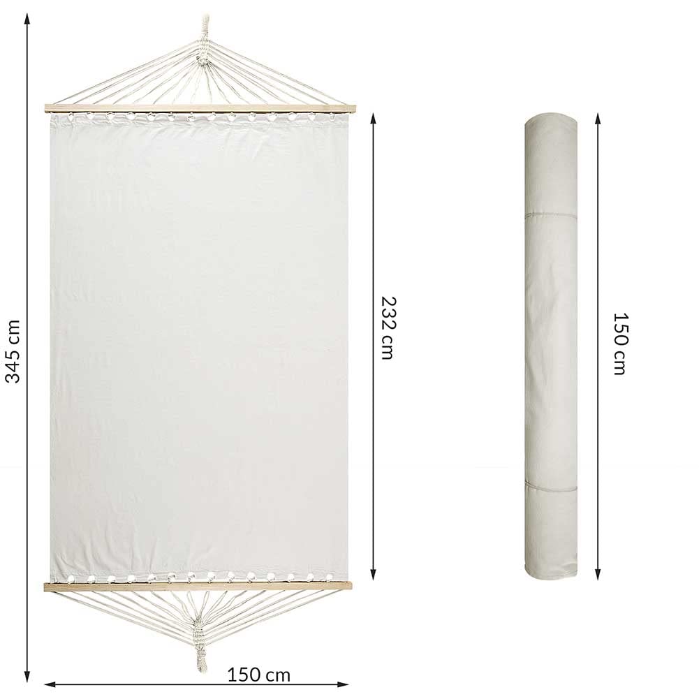 Bakaji Hamak ogrodowy podwójny 2-osobowy 232 x 148 cm drewniane poprzeczne drążki bawełniane z 2 poduszkami i paskami nowoczesny design do ogrodu tarasu kempingowego (beżowy)