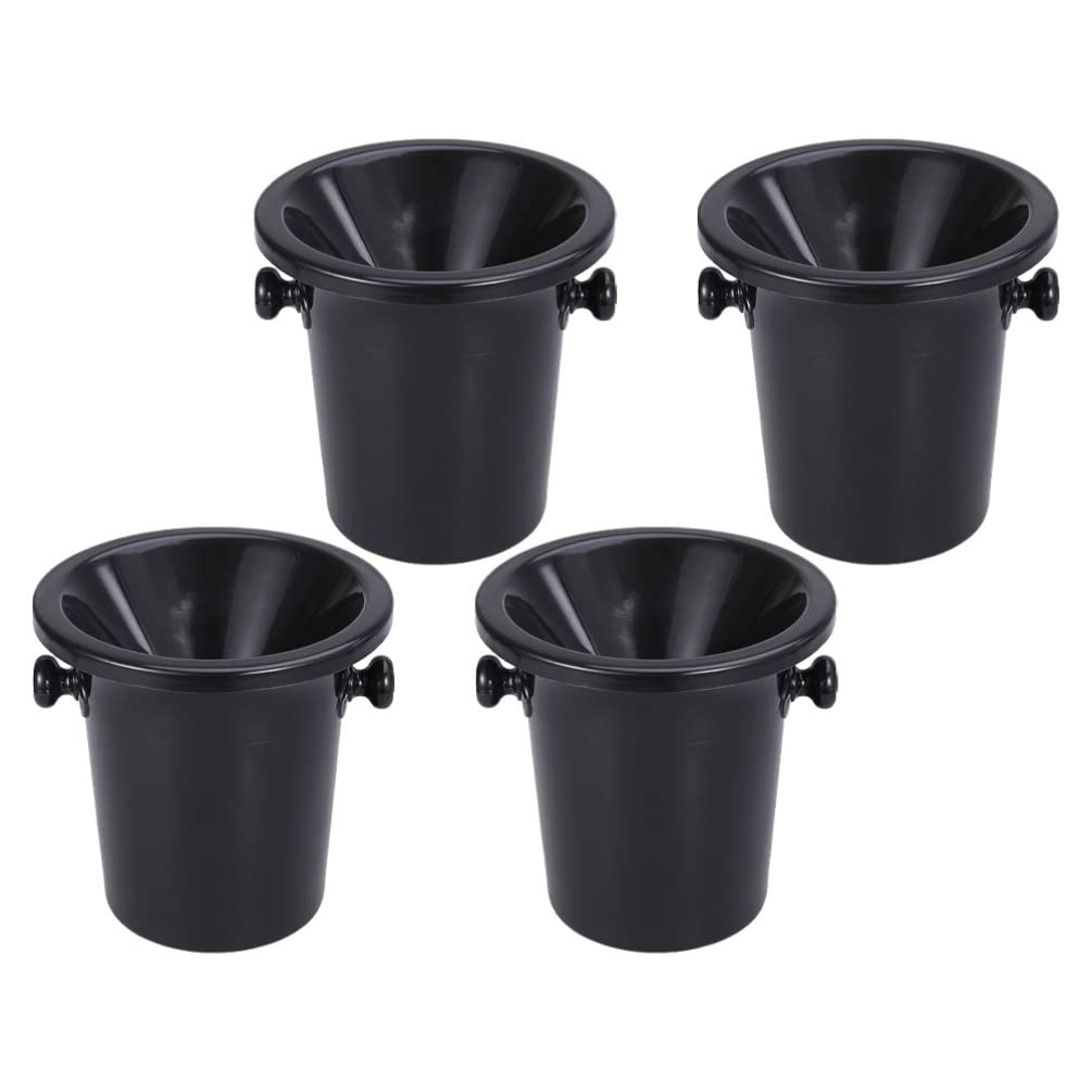 4pcs Wine Tasting Spittoon Plastic Wine Dump Buckets Ice Bucket Portable Leak- Proof Cold Wine Barrels for Wine Whiskey Cocktails Black