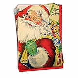 The Best Card Company - 12 Merry Christmas Cards with Envelopes - Boxed Cards with Santa Claus, Vintage Holiday Greetings (1 Design, 12 Cards) - Santiques B3280AXSG