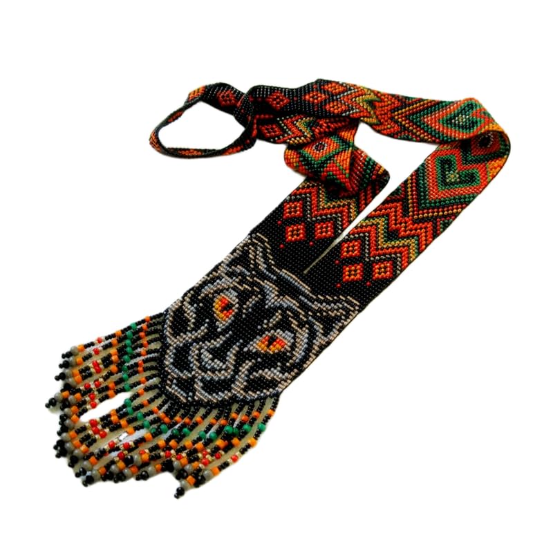 Collier Gerdan ukrainien perles de rocaille et bijou traditionnel fait main multicolore