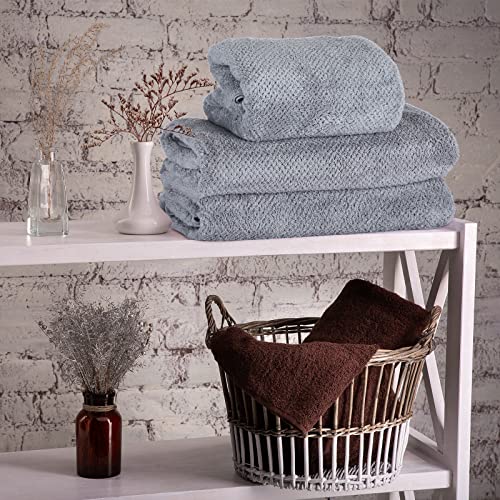 Kinlop 12 Pcs Large Gray Bath Towels Absorbent Quick Dry Oversized Microfiber Soft Waffle Weave Towels For Bathroom Pool Camping Gym Travel Spa Hotel, 60 X 30 Inches #TOP5