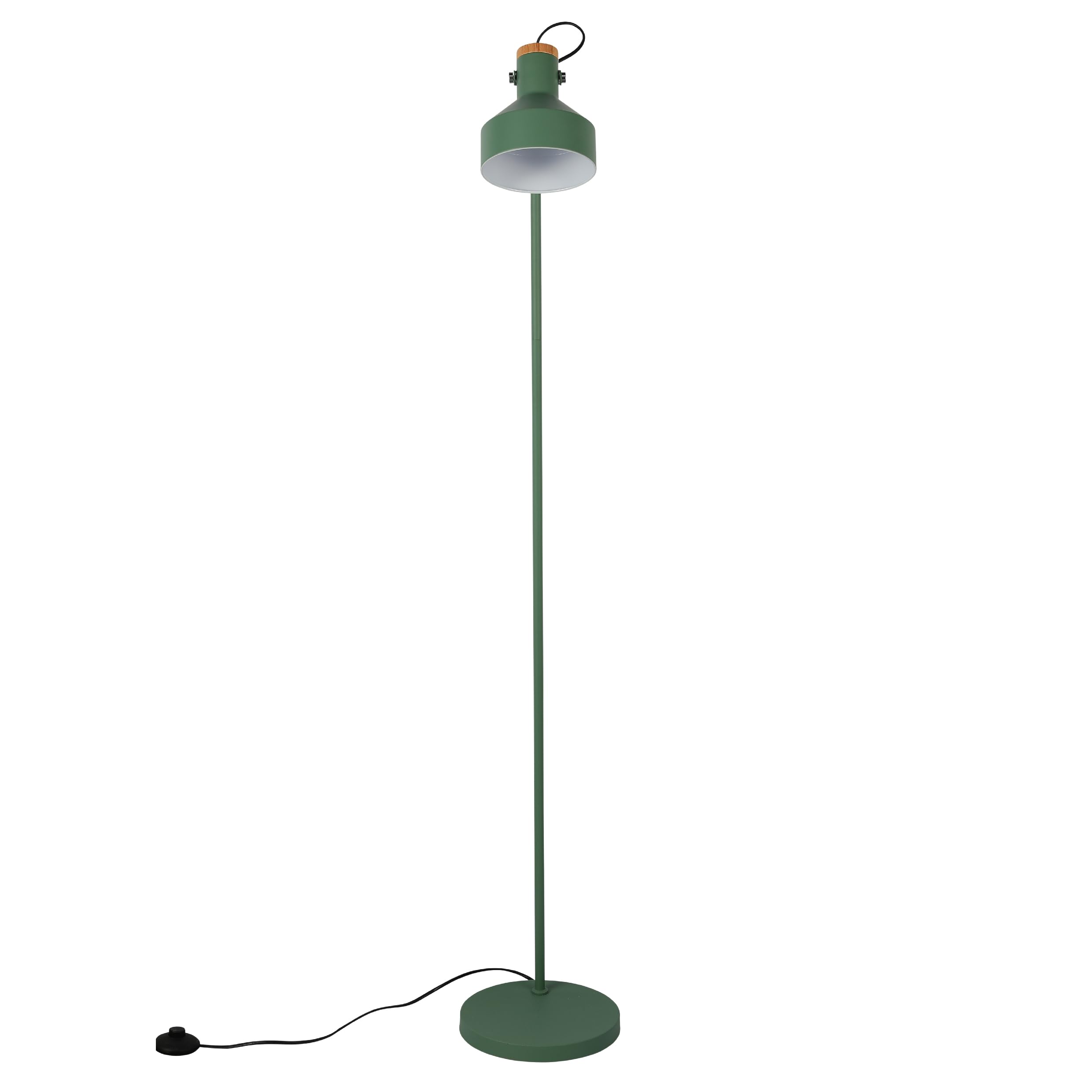 TEKLED® LED Floor Lamp | Minimalist Adjustable Rotatable Lampshade with Wooden Accent | Replaceable E27 Edison Screw Bulb Holder | for Home Living Room Bedroom Reading Corners Workspaces - Sea Green