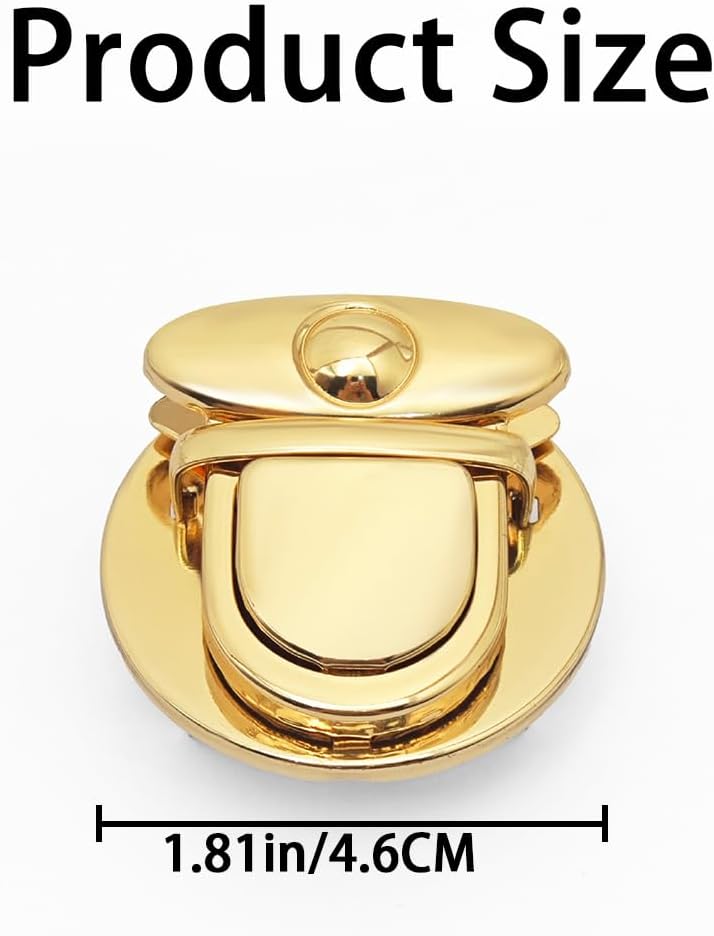 10 PCS Big Round Tuck Lock Purse with Light Gold Alloy Buckle Fasteners Duck Tongue Snap Closure Metal Hardware Clips for Handbag Case Purse