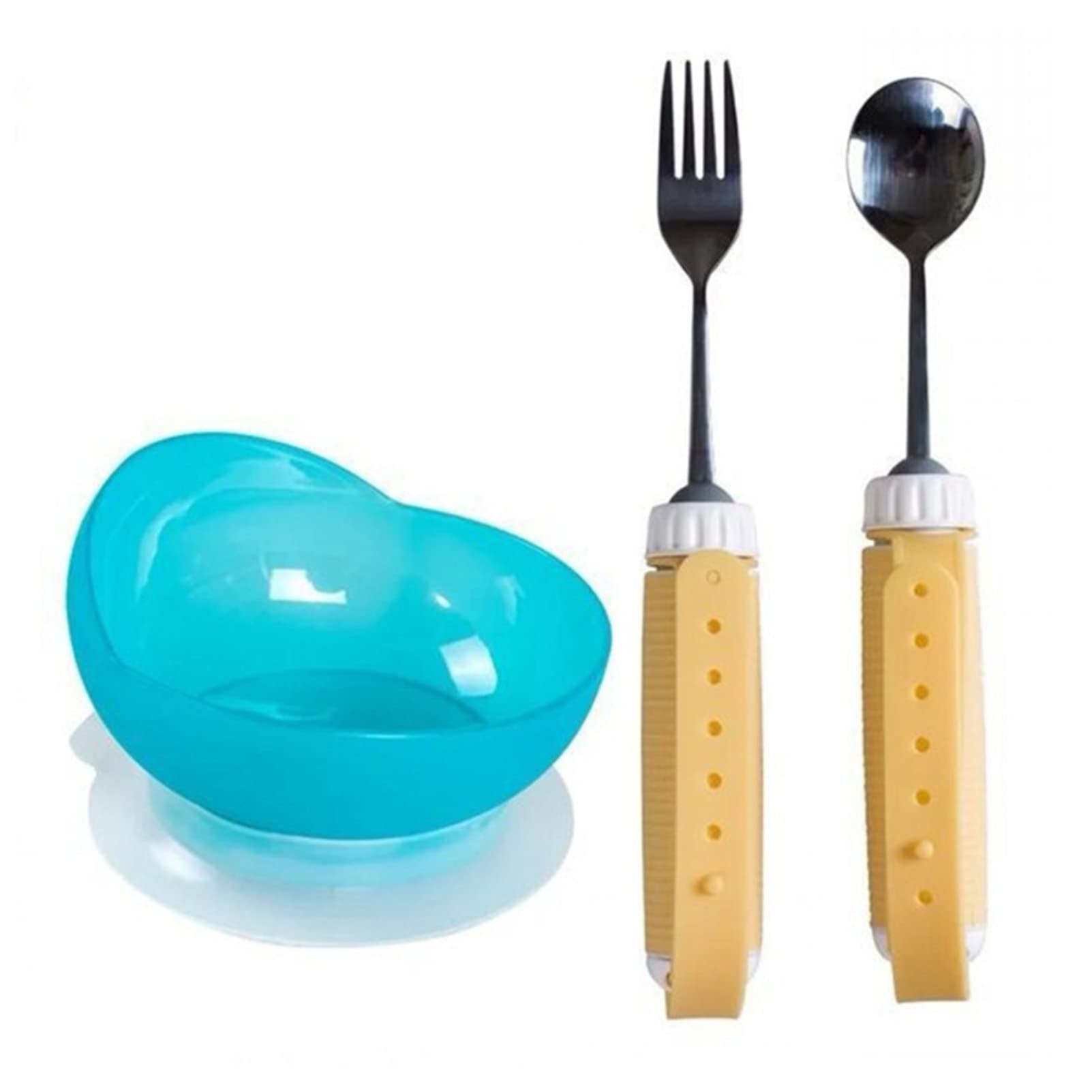 RSGK Juego De Tenedor De Cuchara De Acero Inoxidable, Utensilio para Ancianos con Artritis, Ayuda para Comer para Pacientes Discapacitados, Utensilios De Comedor Adaptables Giratorios De 360 Grados
