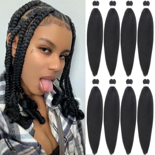 Xtrend 16 Inch EZ Braid 8 Packs Pre Stretched Braiding Hair Yaki Texture Braiding Hair for Crochet Hair Braids Hot Water Setting Synthetic Fiber Hair Extensions 2#