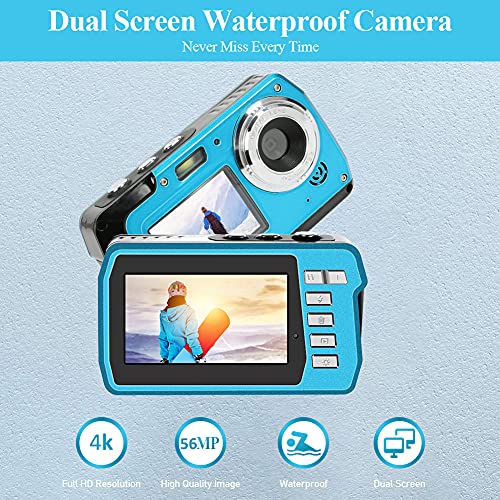 Appareil Photo Etanche Numérique,sous Marine Full HD 4K 56MP Caméra Etanche avec Double écran Selfie Caméra, Zoom Numérique 18x - Image 3