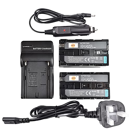 2 batterie ricaricabili agli ioni di litio NP-F750 + adattatore caricabatterie da viaggio DC01U per Sony CCD-SC5 CCD-TRV80PK DCR-TRV820 CCD-SC55 CCD-TRV81 DCR-TRV820K CCD-SC65 CCD-TRV815