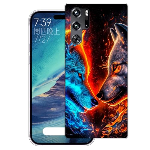 WUACYEAMING Carcasa para Móvil Compatible con ZTE Nubia Red Magic 9 Pro Ultrafina Delgado Cover Transparente TPU Silicona Antigolpes Anti-arañazos Bumper Caso para Case-(Dos Lobos)