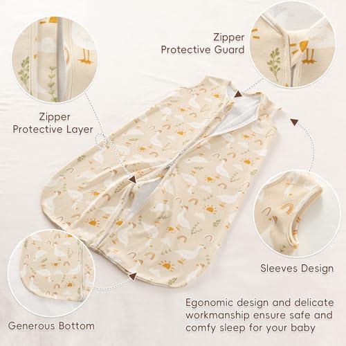 Image of david's kids 2 Pack 100% Organic Cotton Baby Sleep Sack 6-12 Months, Ultra Soft Baby Wearable Blankets with 2-Way Zipper, Comfy Sleep Sack for Infant Newborn Boys Girls Neutral, Medium Size, Duck