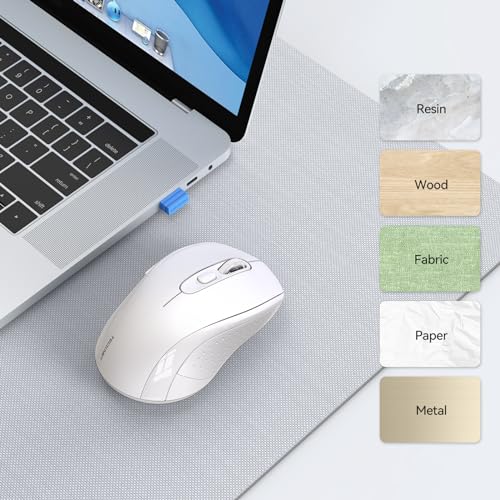 Image of TECKNET 2-in-1 Bluetooth Mouse (BT 5.0 /3.0+2.4Ghz), 6-Level 4000 DPI White