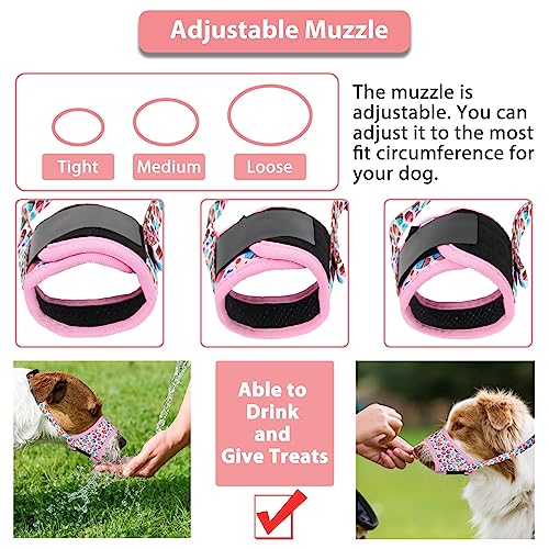 Image of LUCKYPAW Dog Muzzle Anti Biting Barking and Chewing with Comfortable Mesh Soft Fabric and Adjustable Strap, Suitable for Small, Medium and Large Dogs(Pink Cake,L)