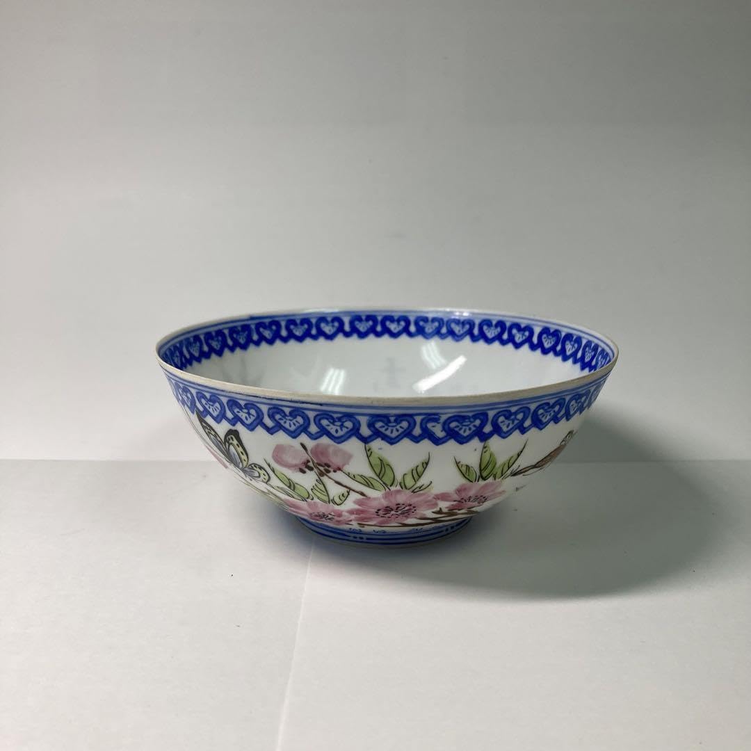 中国 景徳鎮 薄胎碗 中椀 蝶 花 白 薄胎磁 薄
