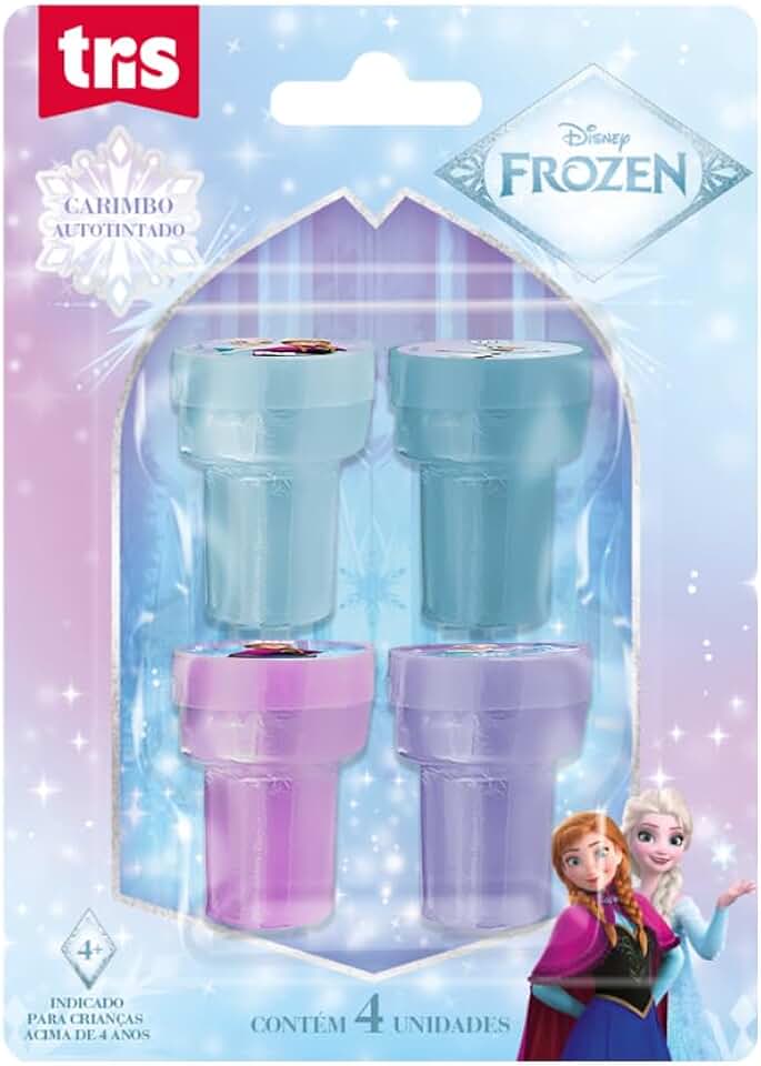 Carimbo Autotintado Frozen, Disney, 7897476684383, Multicor, pacote de 4