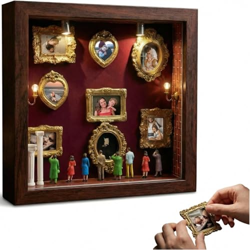YXESO DIY Mini Museum Silhouette Box 8.74 x 1.77 in Walnut Wood Color