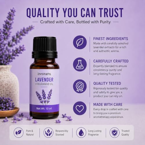 Image of Lavender Fragrance Oil | Premium Scented Oil for Diffuser, Humidifier, Aroma Burner, Potpourri, Candle Making, Soap Making & Home Fragrance | Pack of 2 (10+10 ml)