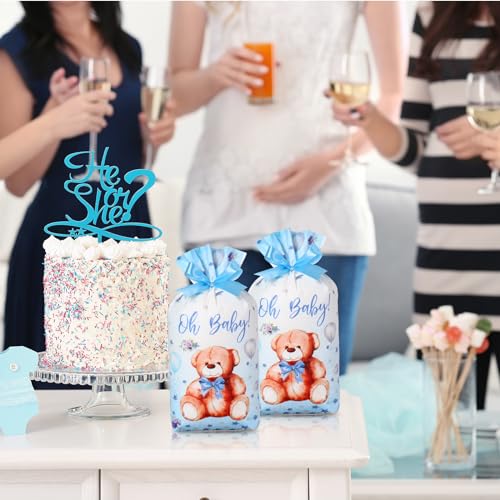 Chiisong MYU-CHIISONG-96 50 Pcs Baby Shower Treat Bags With Bow Plastic Baby Drawstring Candy Goodie Bags Baby Shower Party Favor Gift Bags thumb #5