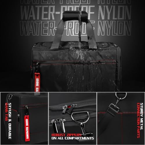 Sneaker Bag for Travel/Sneakerhead gift/Outdoor Sports Bag/Gym Bag, Medium-Size Multi-functional Travel Duffel Bag with 2 Adjustable Dividers, & Shoulder Strap, Made of Nylon, by Krone Kalpasmos-Black4