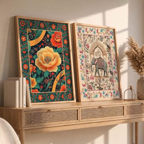 Image of kotart - Wall Art Painting for Wall Decoration Poster With frames Floral Paintings for Living Room Floral Traditional Decoration Frames Home Decor Painting Art Framed Home Room Bedroom Office Decor set of 2 (3, (20x30 Inch), Framed)