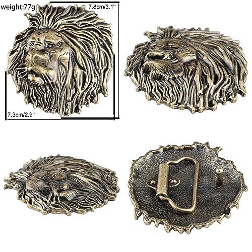 Men's Western Belt, Mens Belt, Cowboy Belts for Men, Leather Buckle Belt 3D Lion Head Vintage Embossed Engraved Belt3